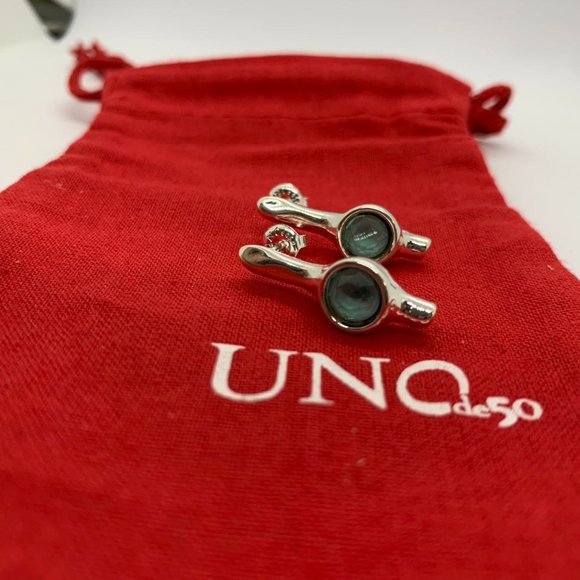 Uno de 50 Unique Earring LADIES EARRINGS With Green Crystal Silver-Plated Metal - Picture 2 of 7